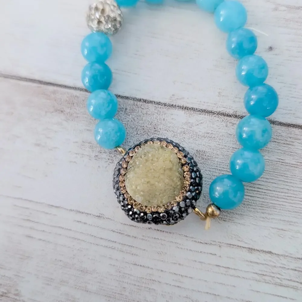 Blue Stretch Bracelet with Charm - Small - Condition Issues